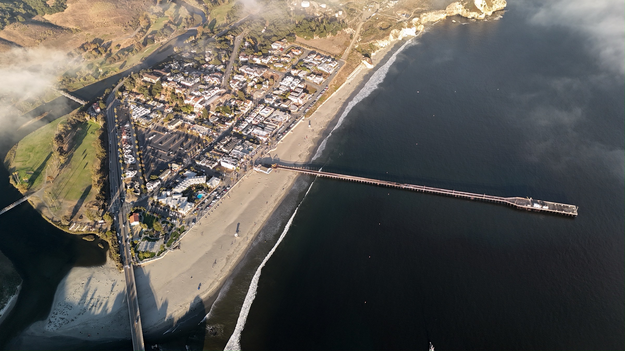 Aerial view of the Avila Beach coastline on California's Central Coast